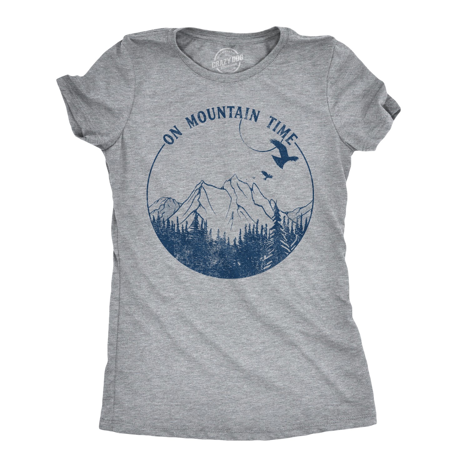 Womens On Mountain Time T Shirt Cute Outdoor Camping Tee for Ladies