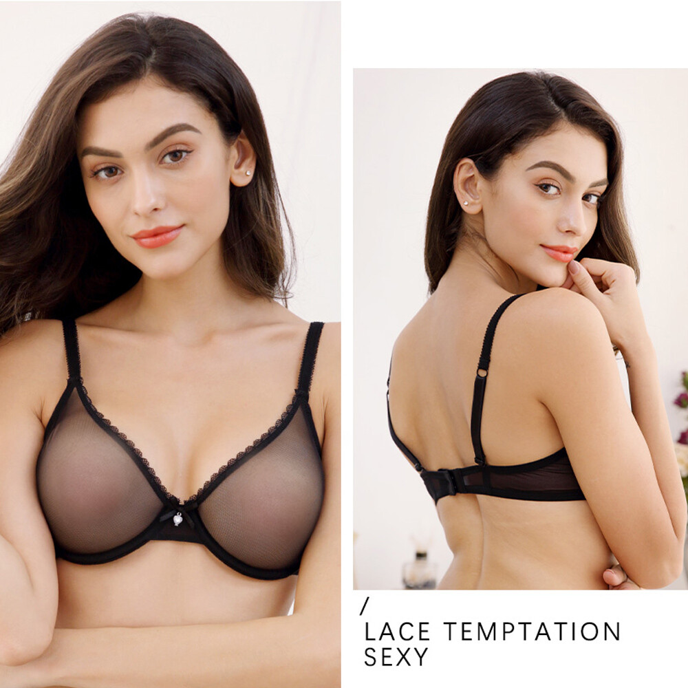 Lace See through Womens Bras Set Mesh Brassiere Breathable Panties Sexy Lingerie