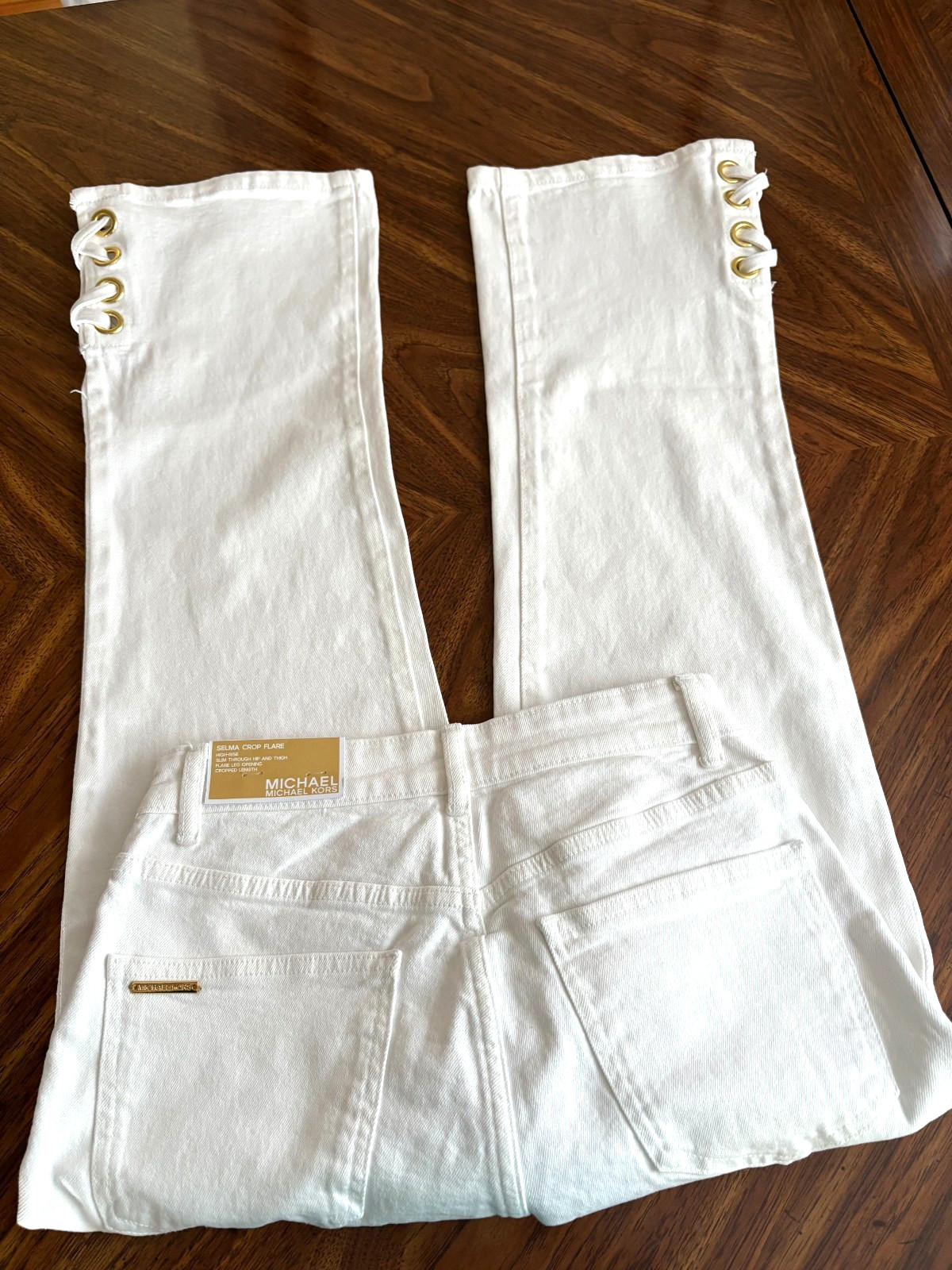 Michael Kors Selma Crop Flare Jeans high-rise slim through hip and thigh cropped