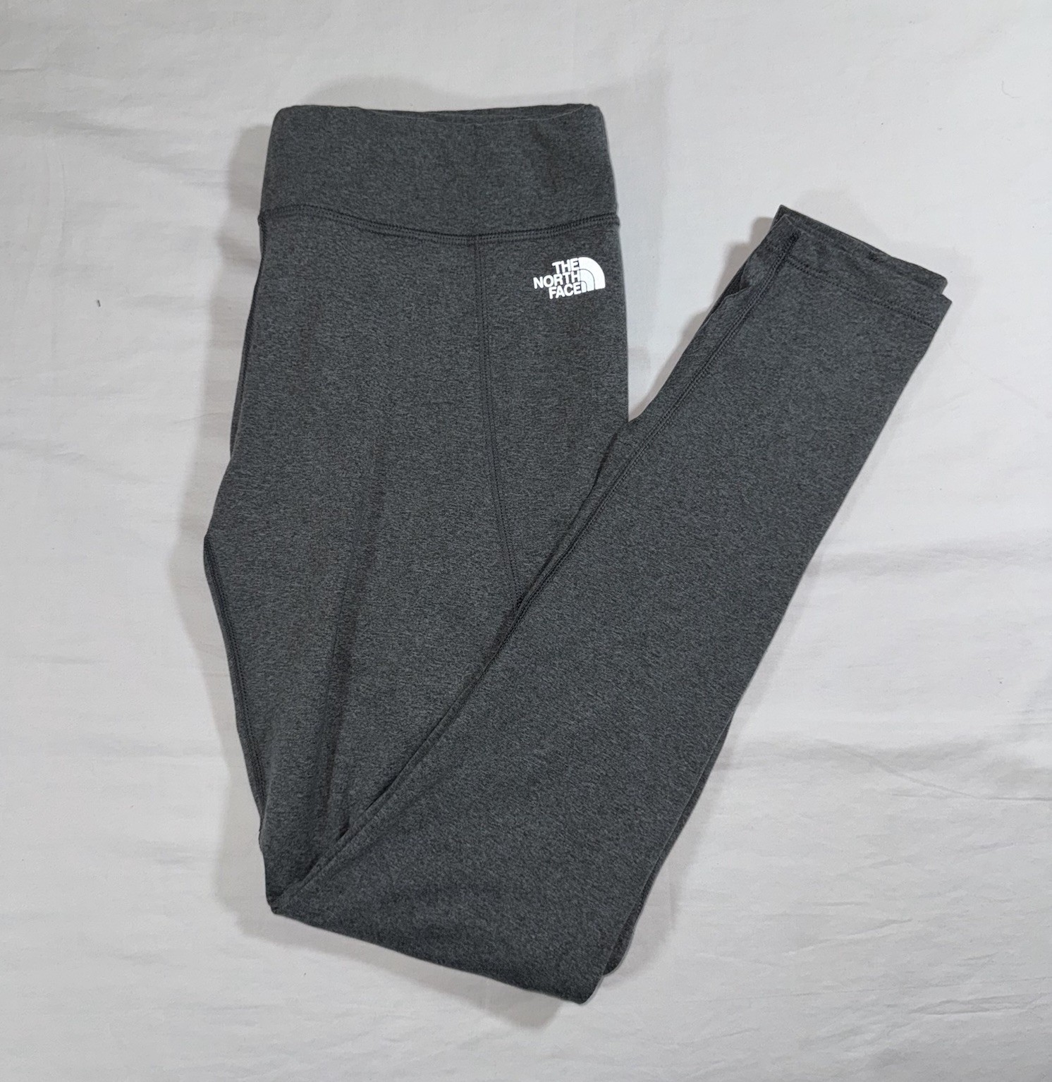 The North Face Womens Grey Heather Ruched Calf Activewear Leggings Size Large