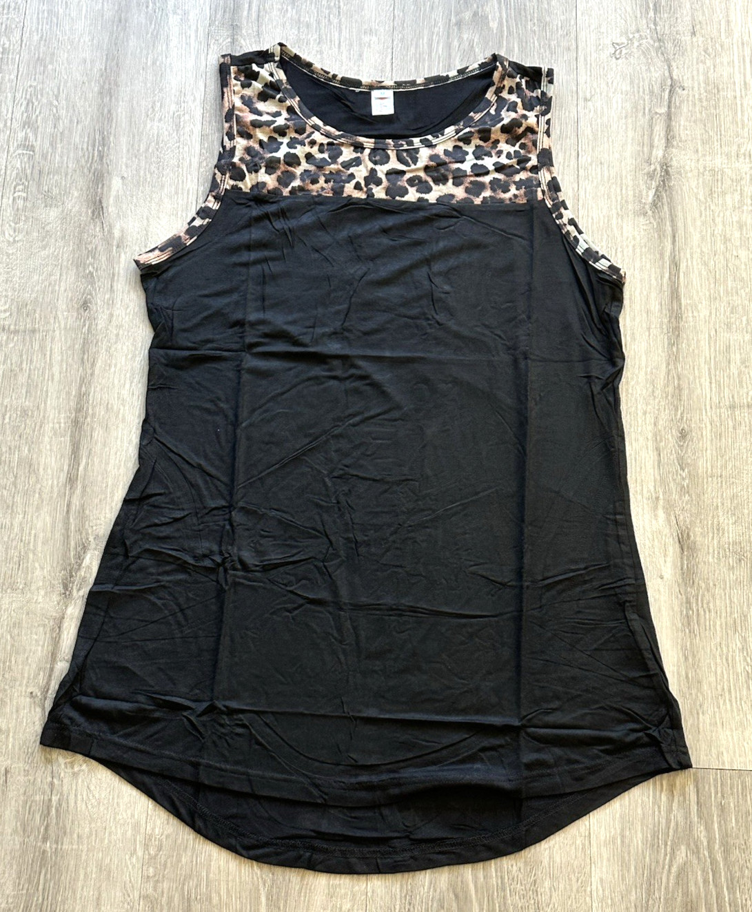 NEW Soft and Stretchy Shirley & Stone Sleeveless Black and Leopard Tank Top