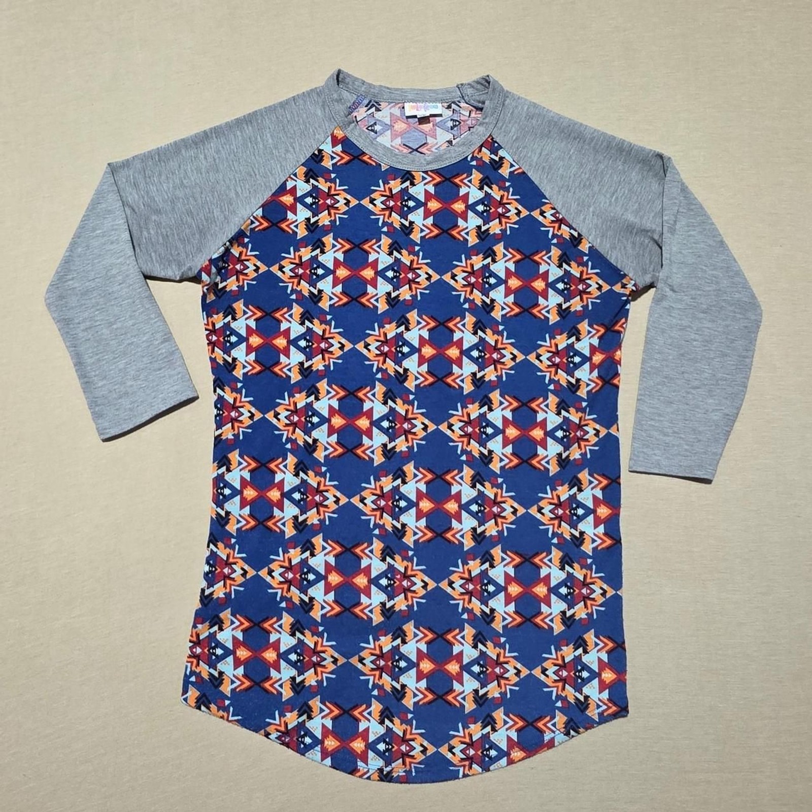 LuLaRoe Randy Style 3/4 sleeve shirt size XS blue geometric aztec print