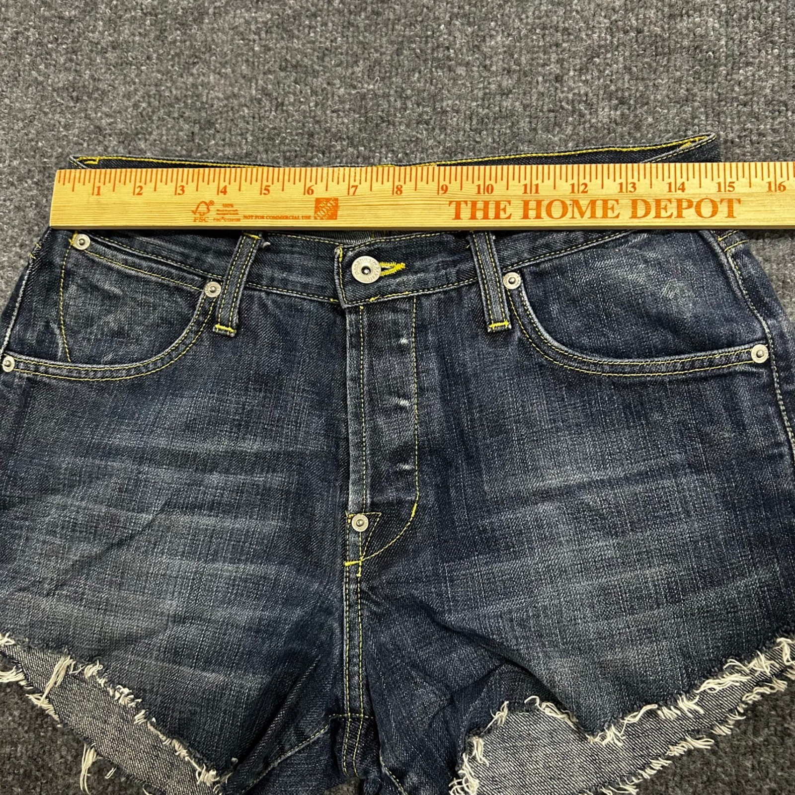 Paperdenim&cloth Shorts Womens Size 30 Dark Wash Cut Off Raw Hem Italian Denim