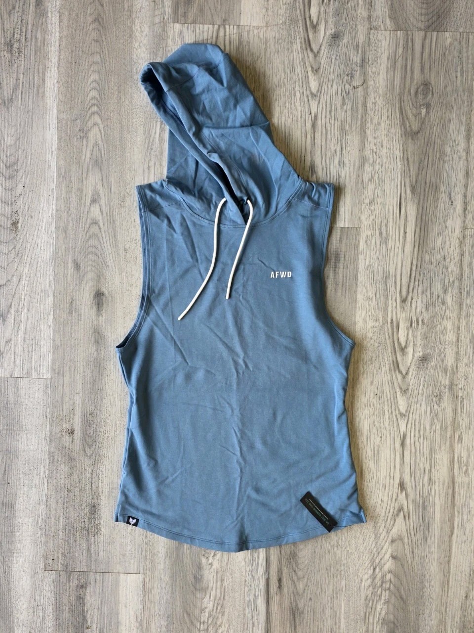Alpha Forward Womens Sleeveless Hoodie Small NWT Blue Hooded Tank Top Athleisure