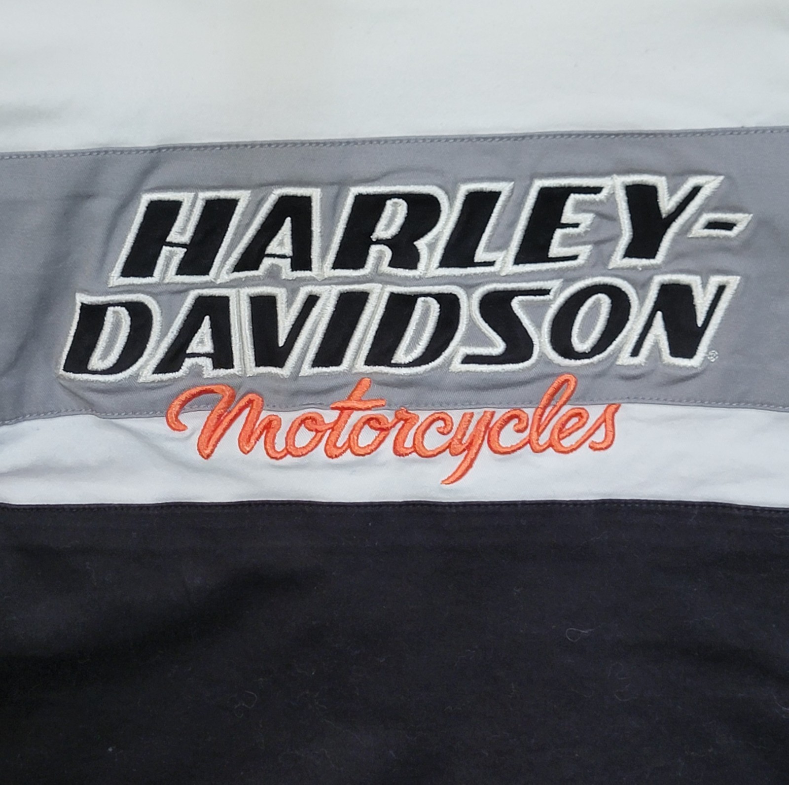 Harley Davidson Women’s Racing Shirt-Short Sleeve Zip Front-S–Black/White/Gray