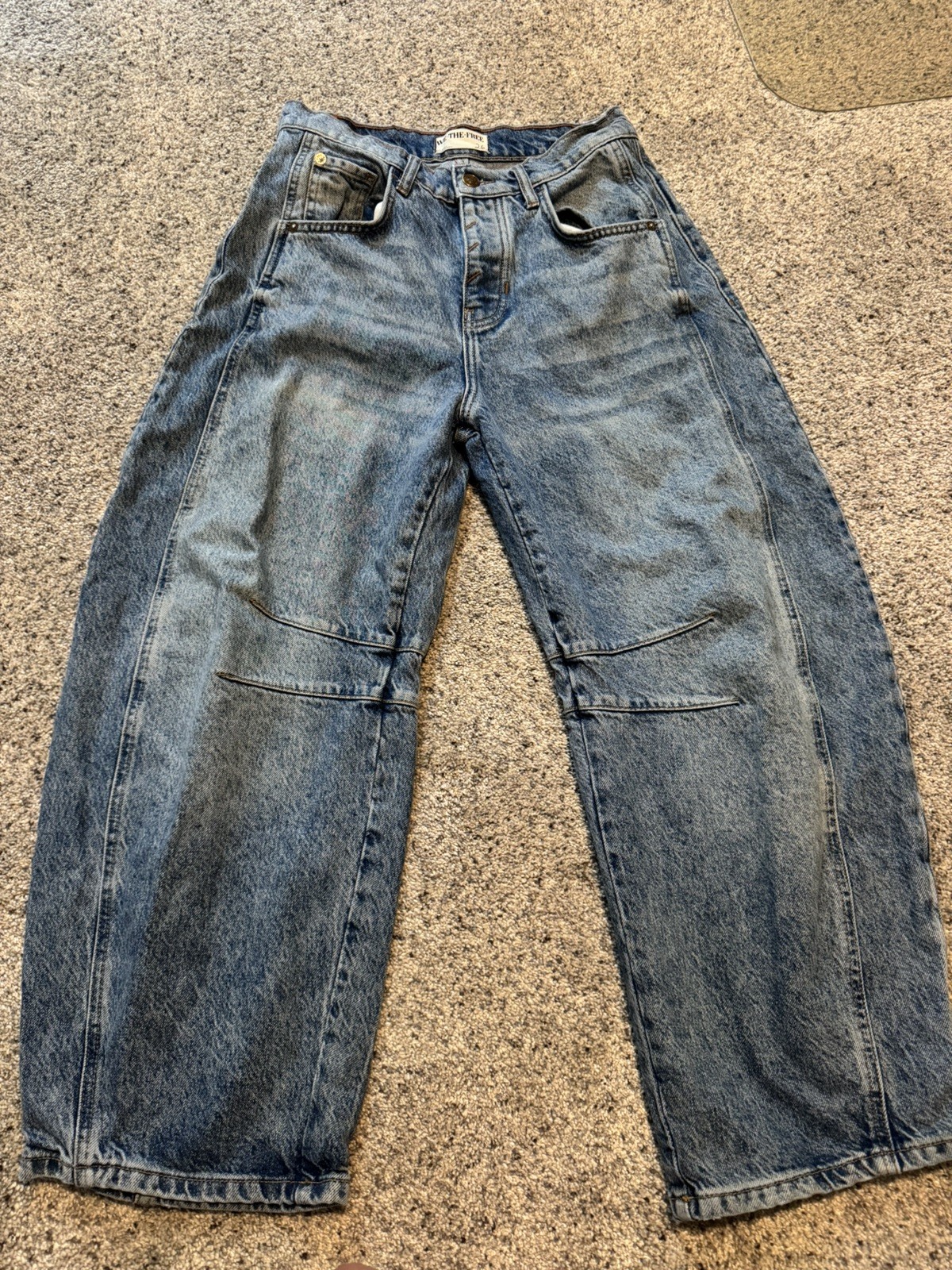 FreePeople x We The Free Good Luck Mid Rise Barrel Jeans – Ultra Light Beam Sz26