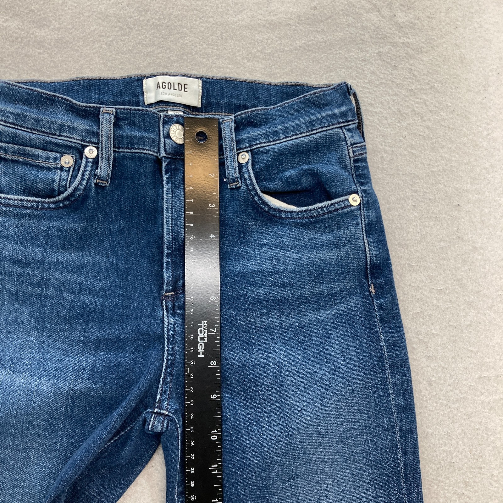 AGOLDE Sophie Skinny Crop Jeans Women’s 25 Blue Stretch Denim Frayed Hem Preppy