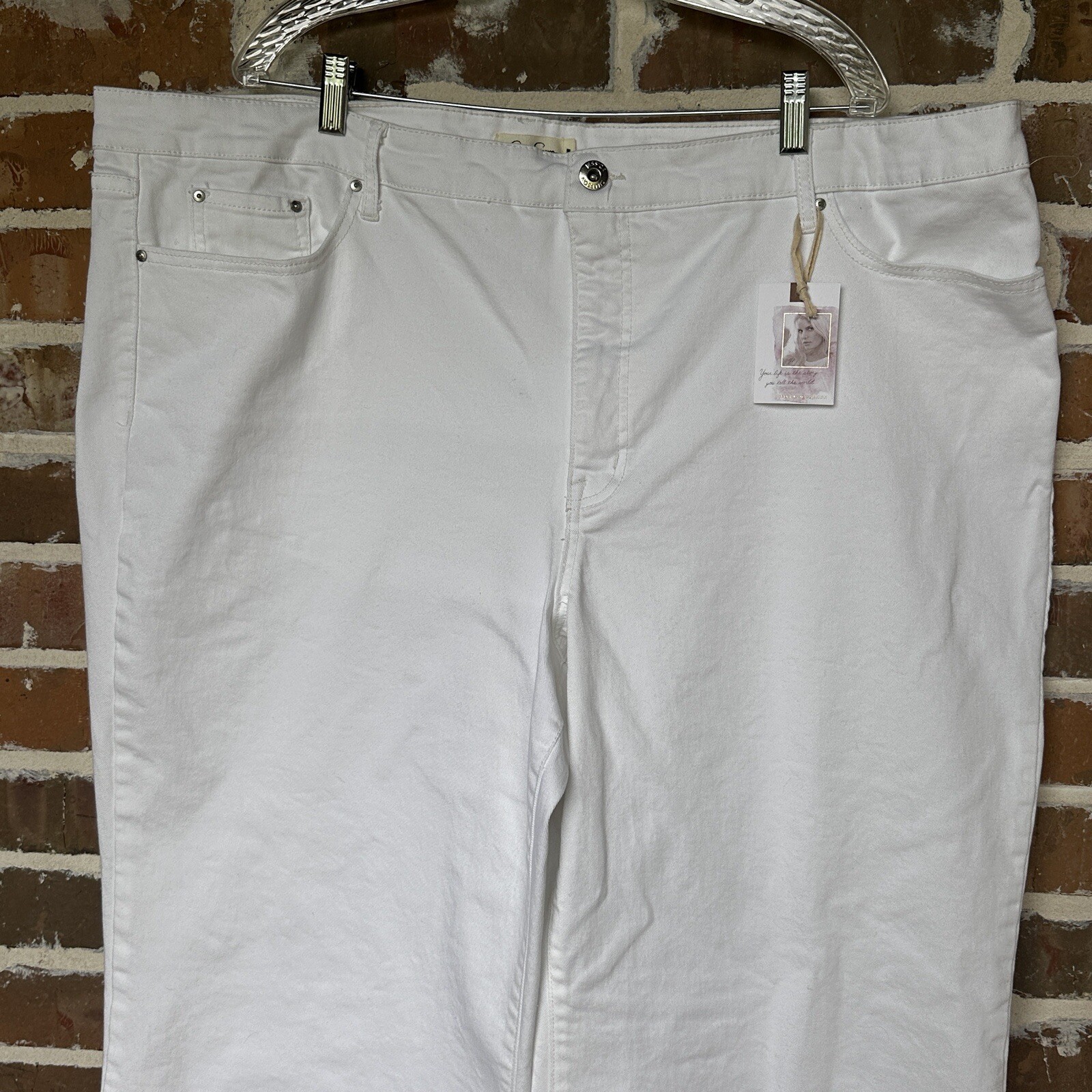 Jessica Simpson True Love Trousers Jeans Pants Women’s 46×31 Inch White Wide Leg