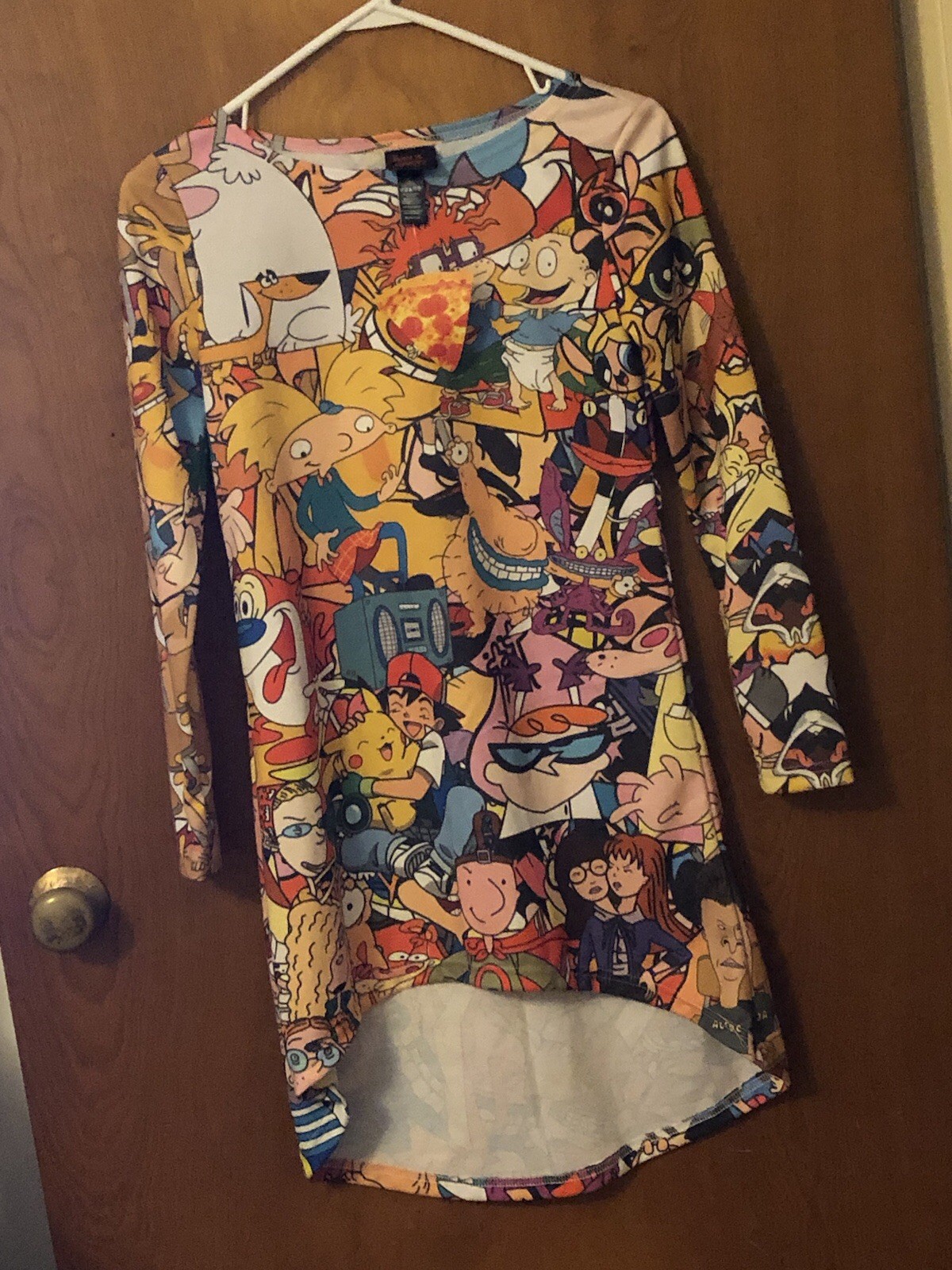 Let’s Rage 90s Cartoon Graphic All Over Print Mini Dress Size XS New With Tags