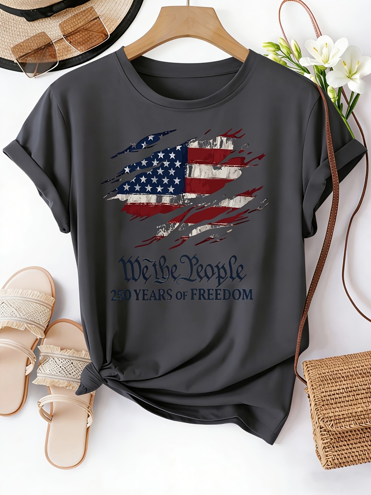 Women “We The People 250 Years of Freedom 250th”Anniversary USA T-shirt Tops ❀