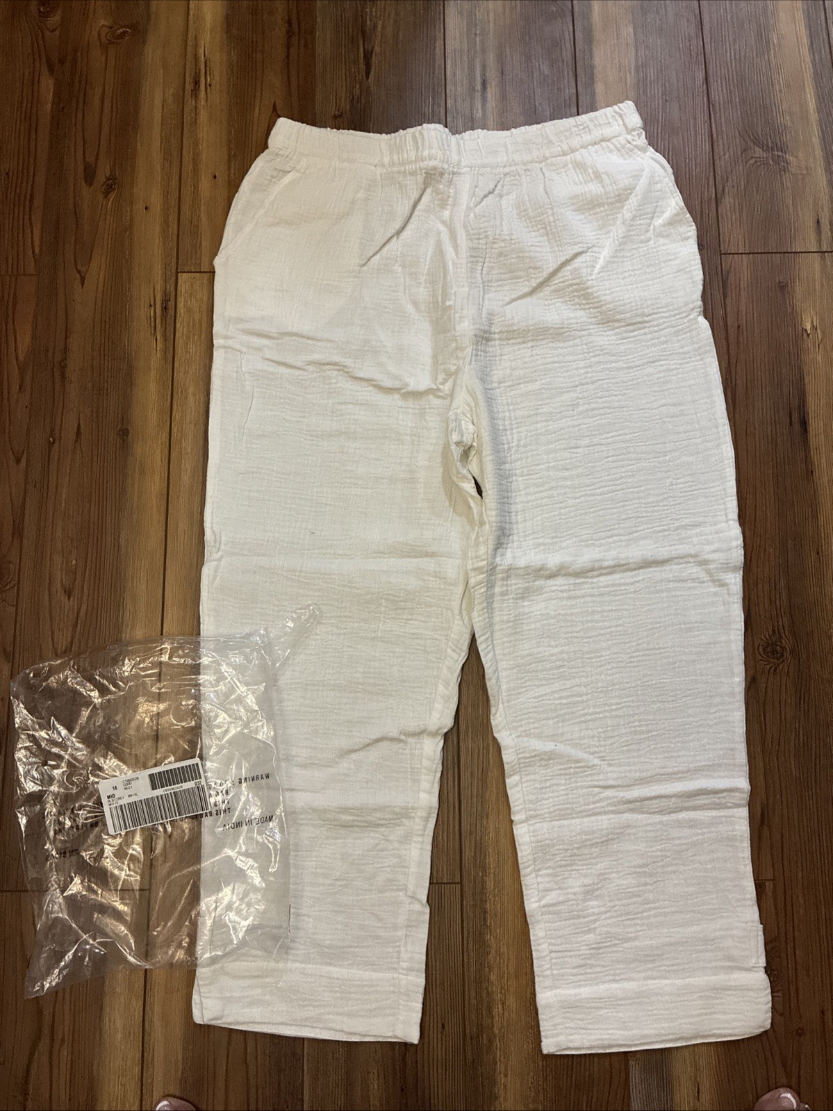Blair Womens Size LARGE White Elastic Waist Crinkle Pants New🔥FAST SHIPPING🔥