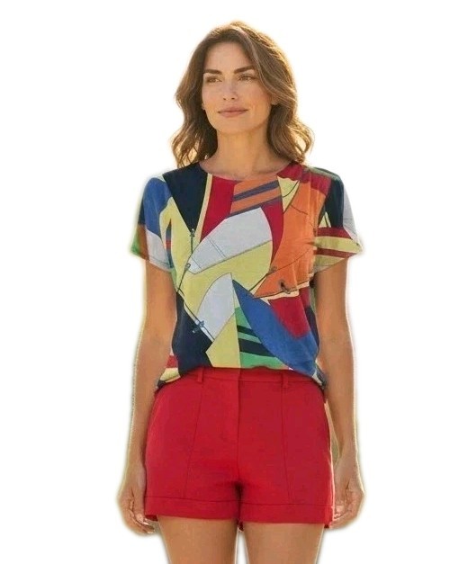 Lauren Ralph Lauren Nautical Coastal Preppy Sailboat Boatneck Top 100% Cotton S