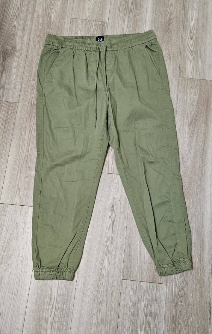 GAP Women’s Olive Green Jogger Pants Size L Drawstring Elastic Waist Tapered