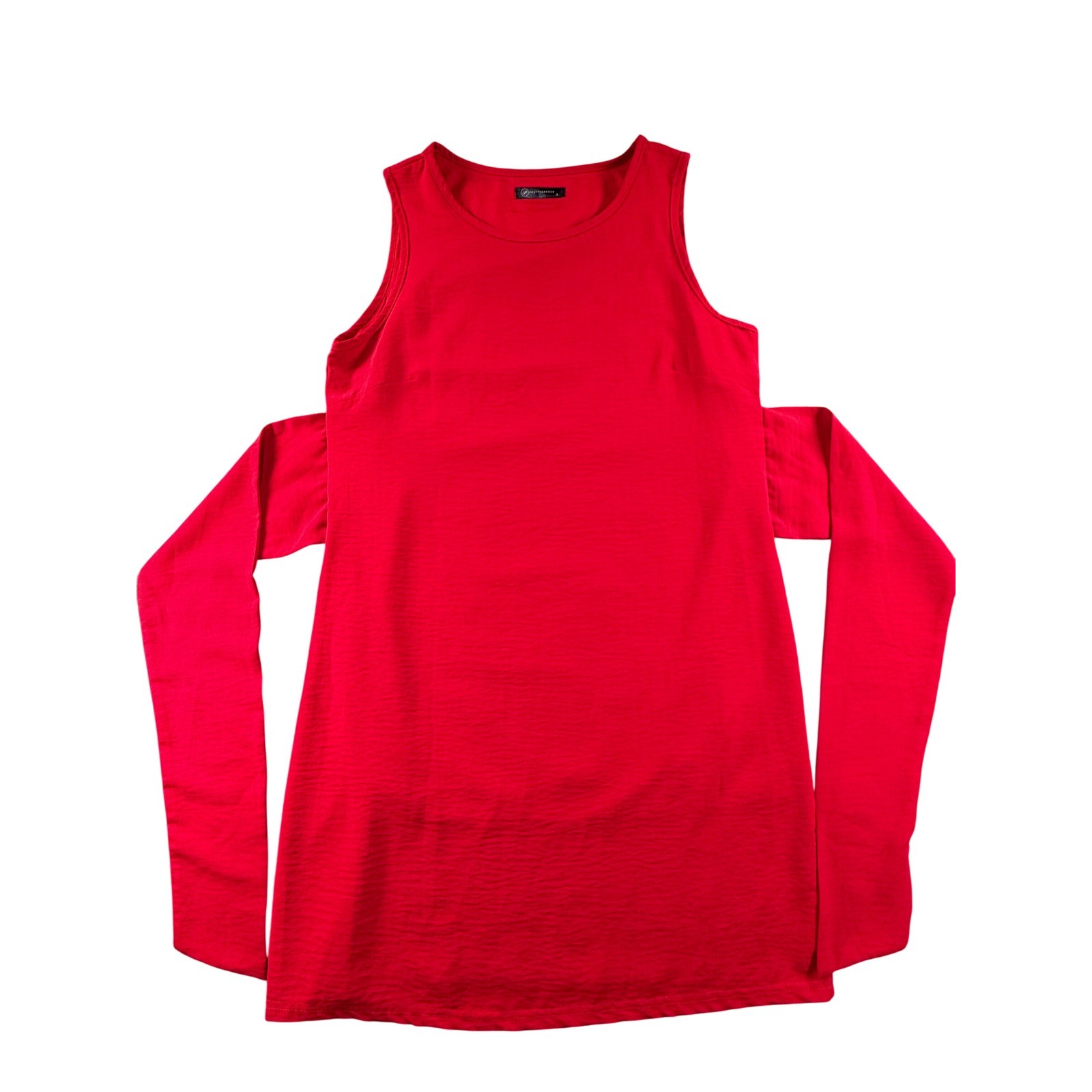 PrettyGarden Womens Red Sleeveless Tie Waist Mini Dress Small Crew Neck Solid
