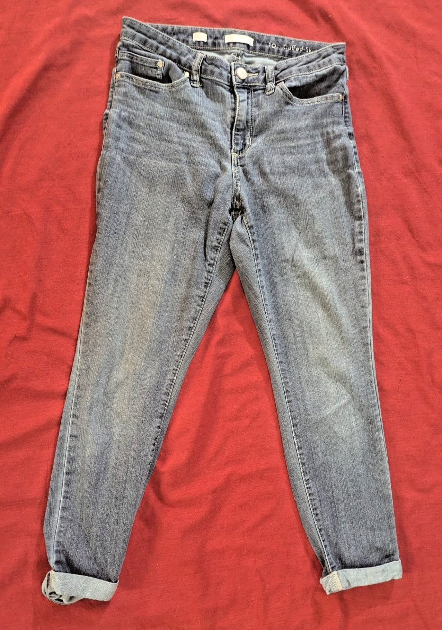 LC Lauren Conrad Skinny Ankle Jeans Medium Wash Stretch Cuffed Hem