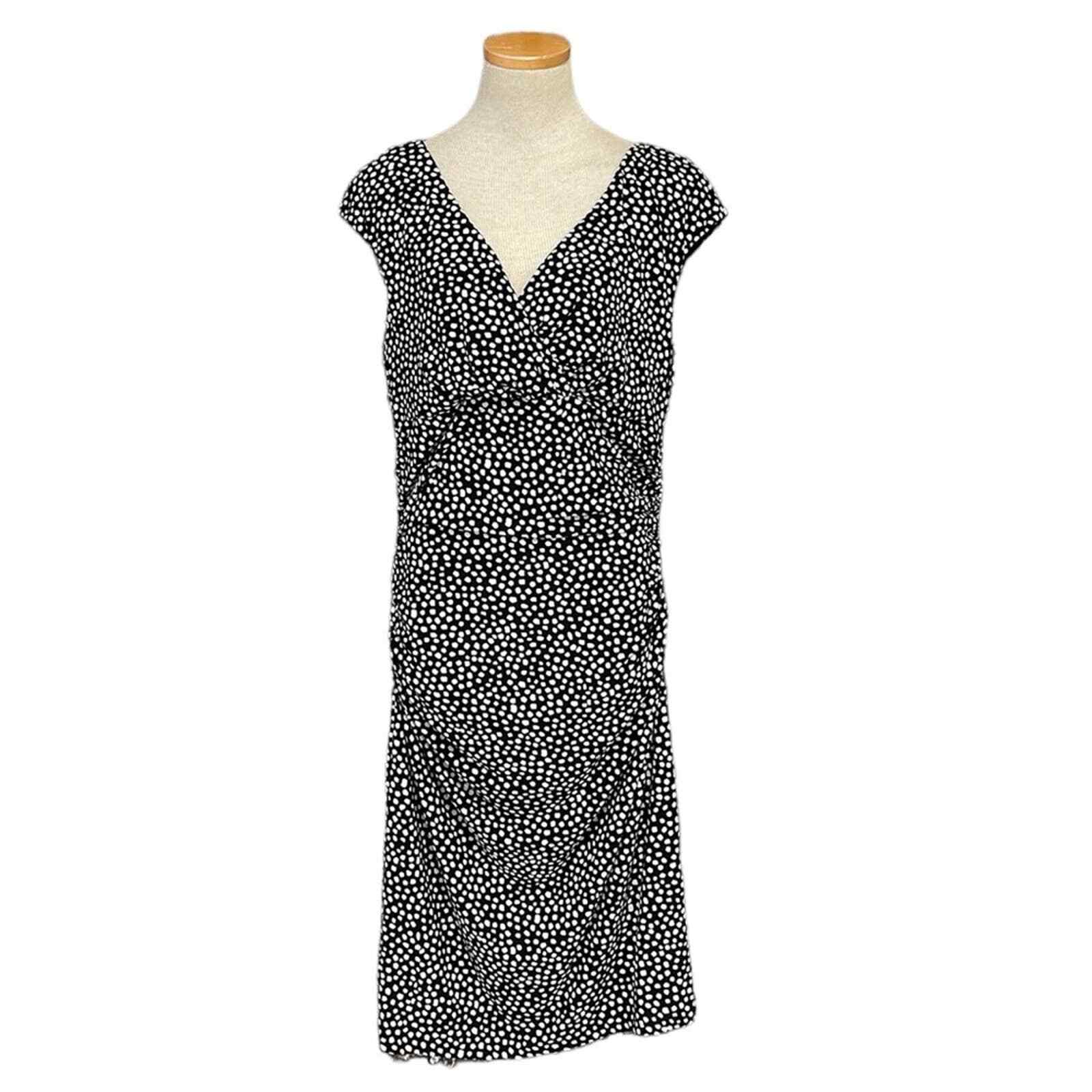 CHAPS Dress Womens XL X Large Black White NWT Shore Club V-Neck Short Sleeve