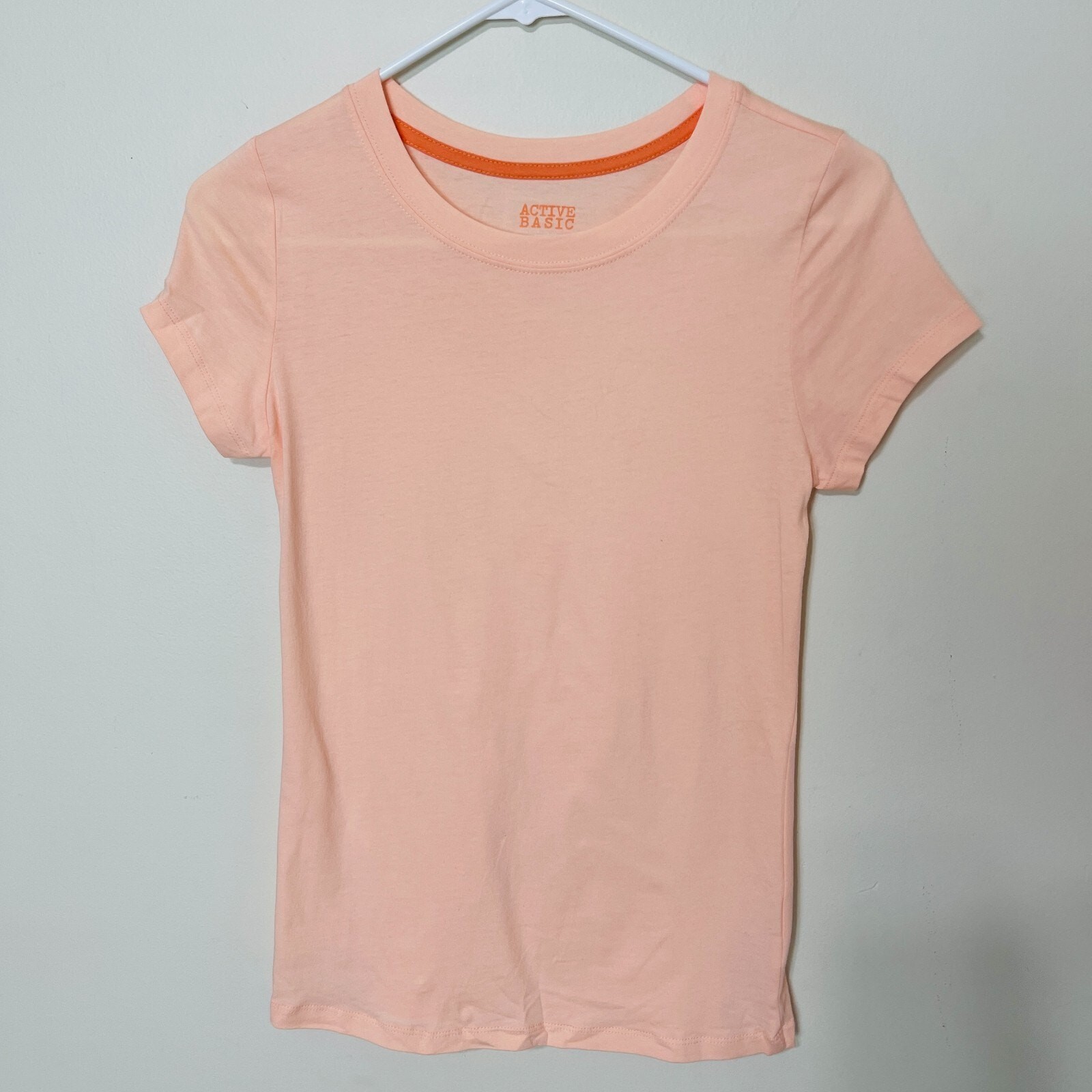 ACTIVE BASIC Round Neck Short Sleeve Basic Top Women Color Coral Medium