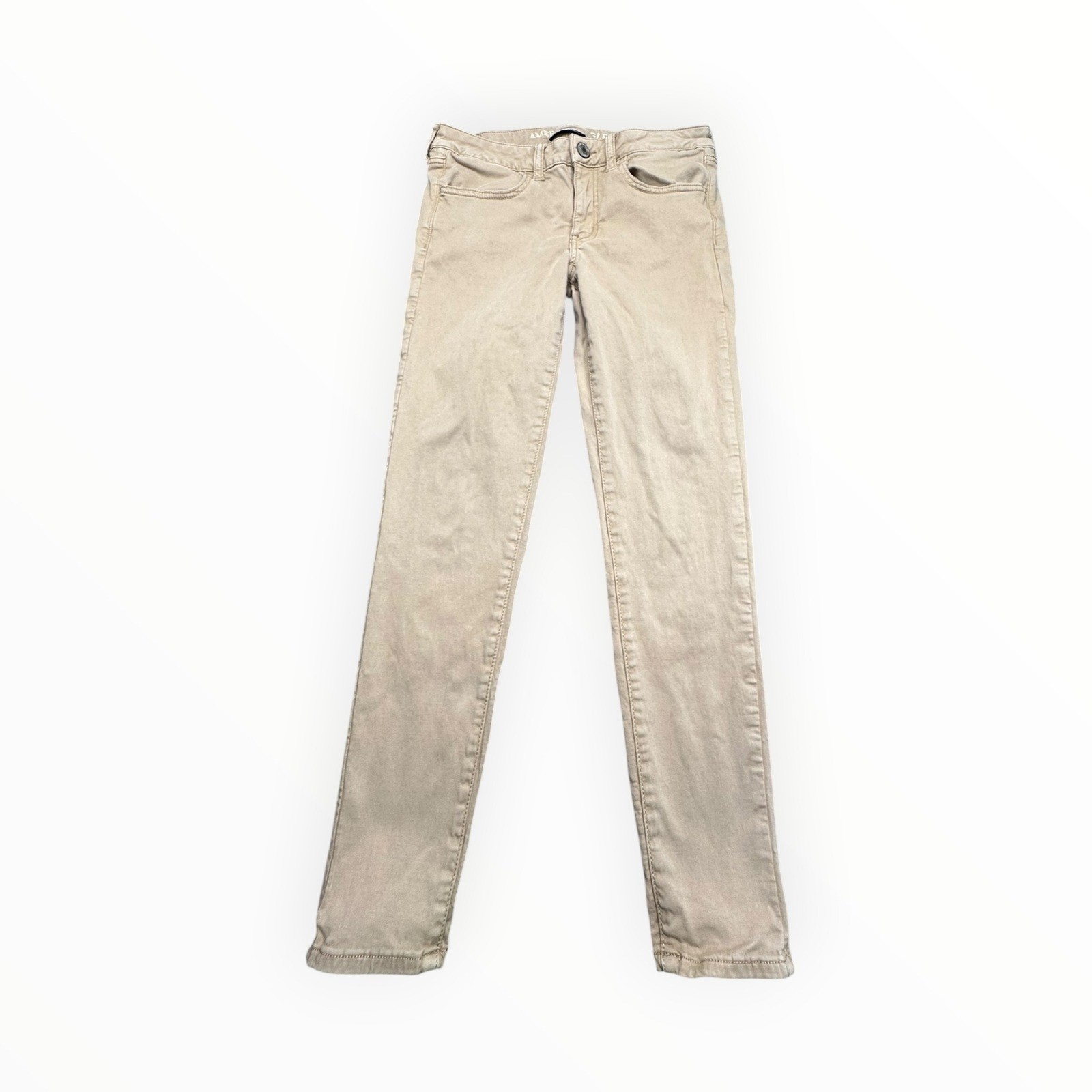 American Eagle Jegging Women 6 Short Tan Super Super Stretch X Low Rise Khaki