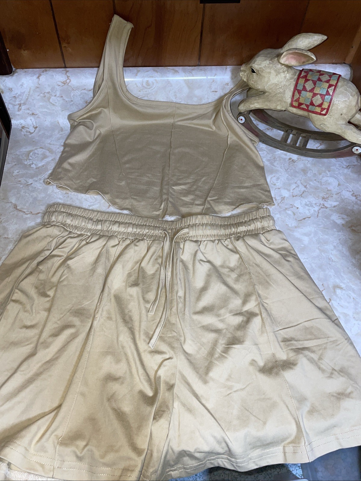 NWOT Two Piece Casual Bedtime Sleep Night Shorts and Cropped Tank Tank XL