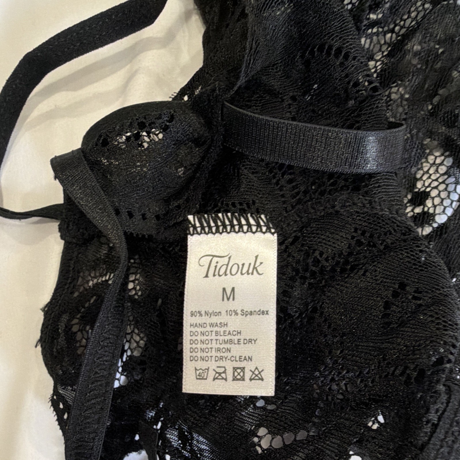 Tidouk Black Lace One-Piece Bodysuit Women’s M Regular Hand Wash Only