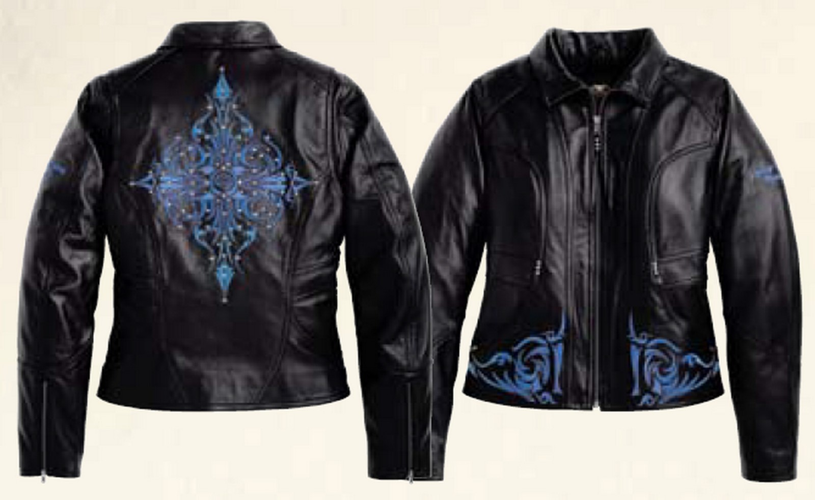 Harley Davidson LARGE Evening Star Embroidered Leather Jacket 97062-08VW EUC