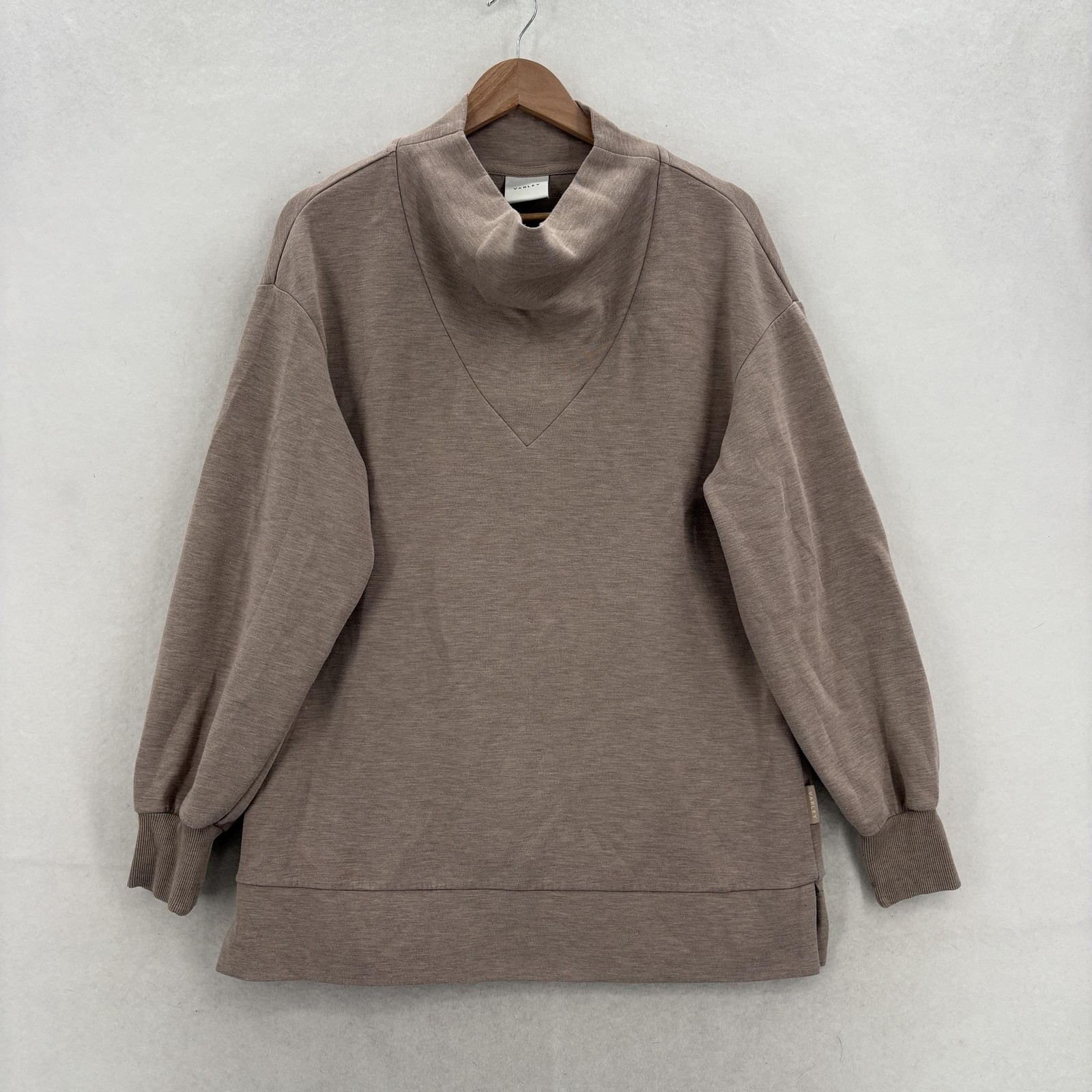 Varley Modena Longline Sweatshirt Womens Small Brown Doublesoft Cowl Neck Top