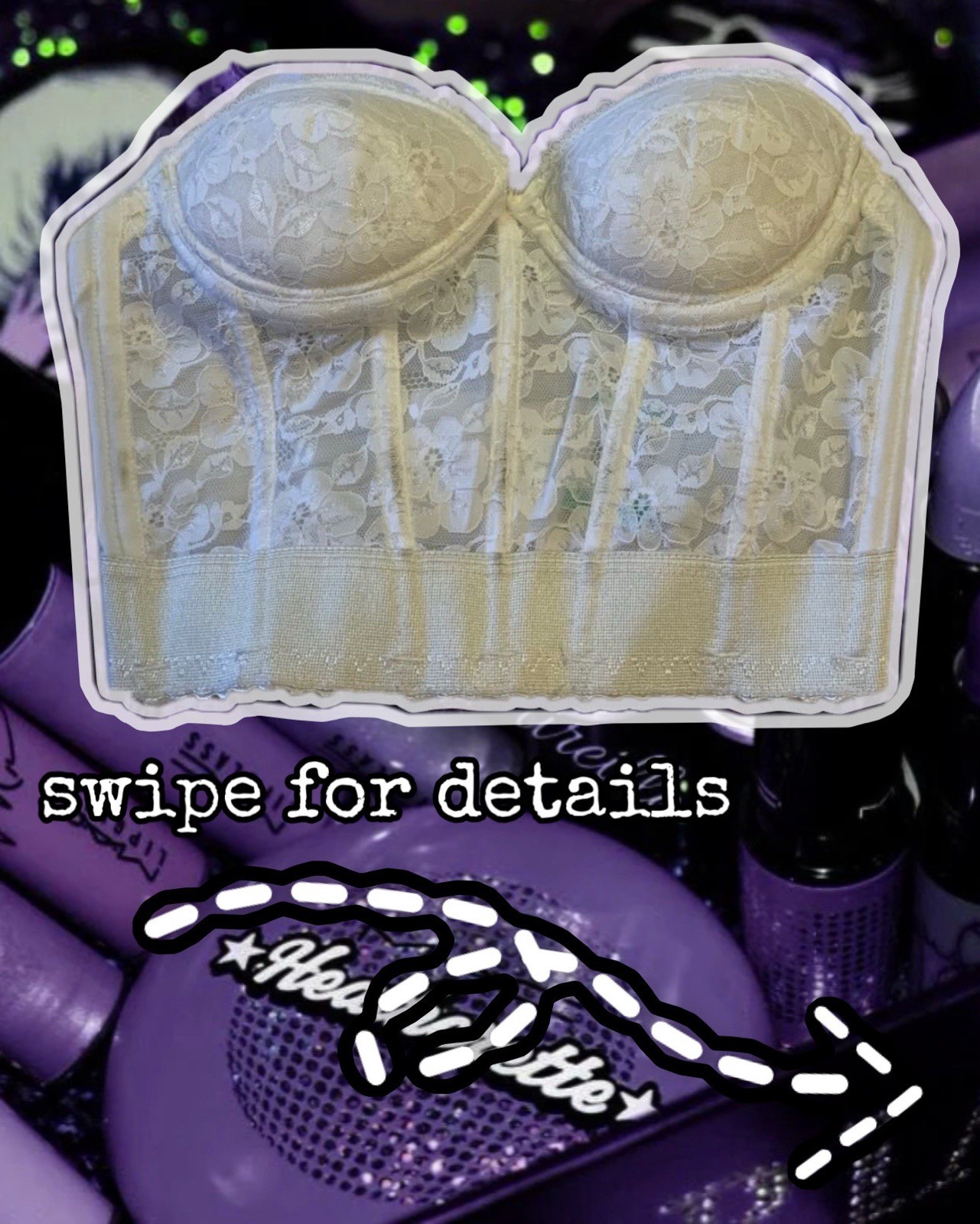 Sintrique White Floral Lace Longline Strapless Underwired Corset Boned 34A