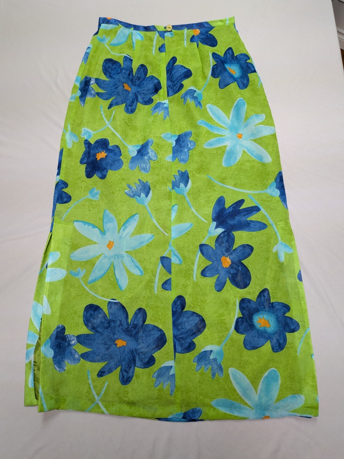 Vtg Intriguing Threads Womens 10 Midi Skirt 90’s Y2K Array Colorful Floral Slit