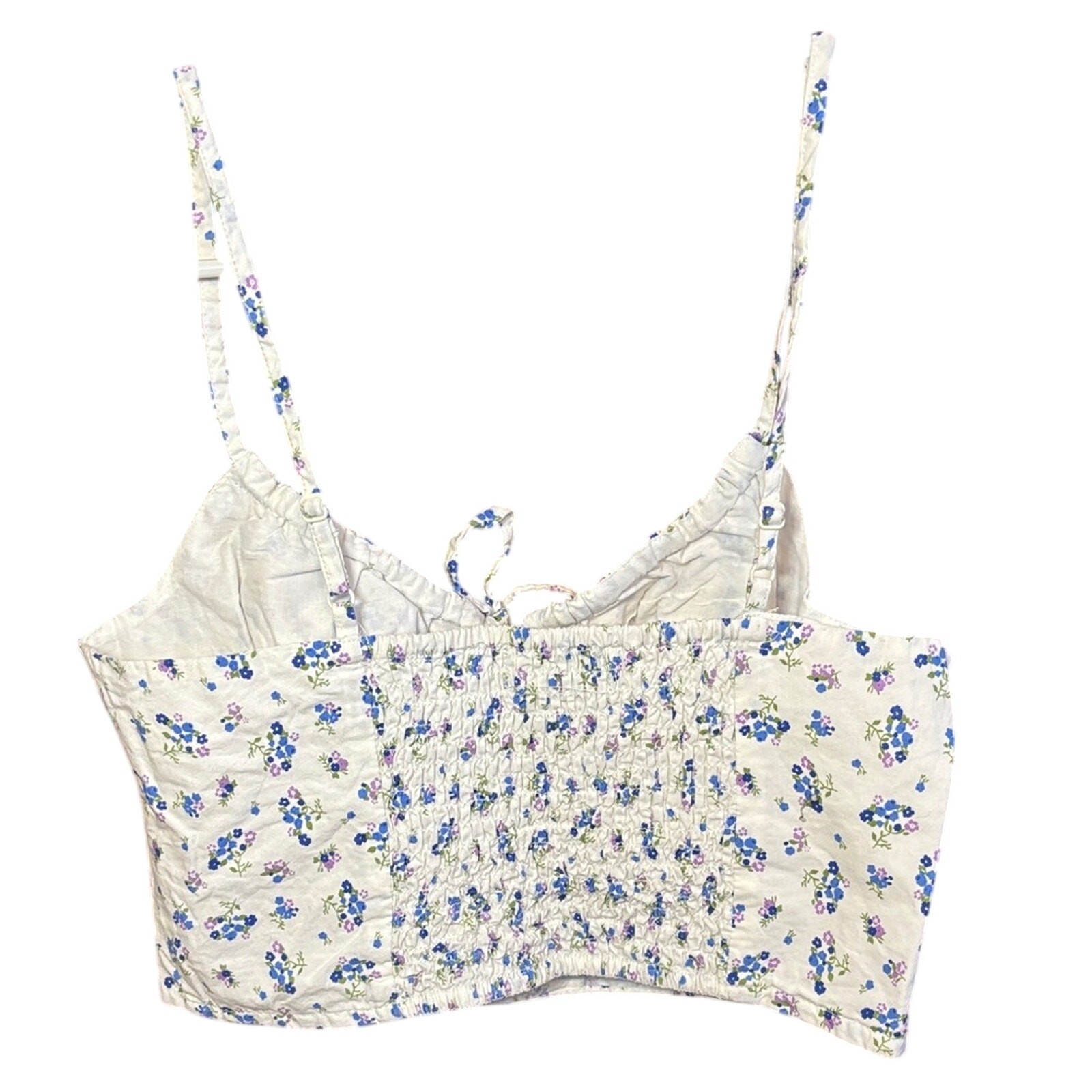 Sky & Sparrow Floral Crop Top Lace Up Bustier Cami Smocked M