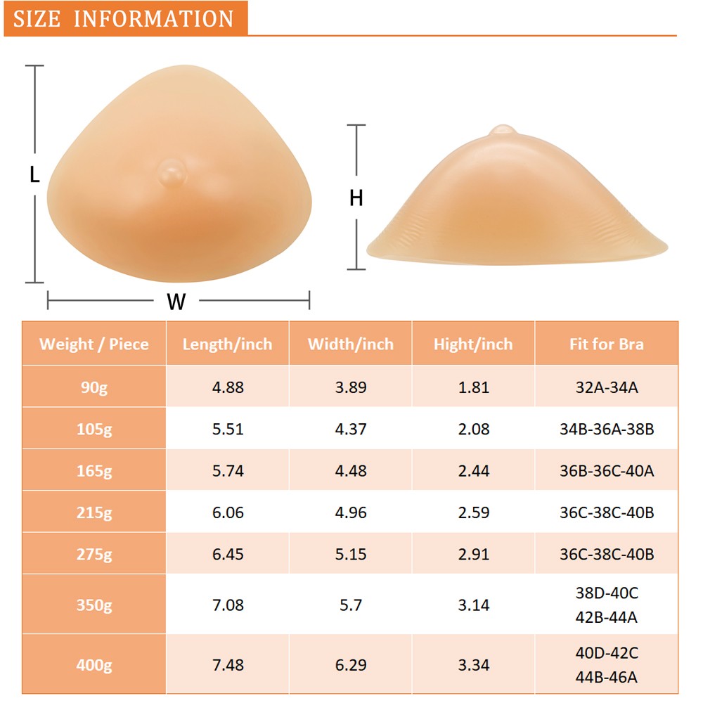 Silicone Breast Forms Prosthetic Bra Insert Pad Enhancer 1 Piece