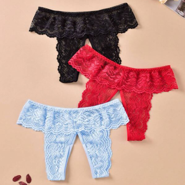 Sexy Ladies Womens Crotchles Panties Thong Lace Briefs Underwear Lingeries Thong