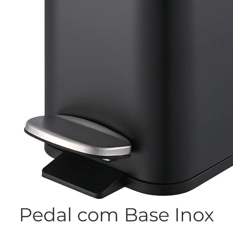 Lixeira com pedal de 6 litros  Preto