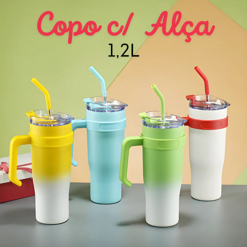 Copo Térmico com Alça de Aço Inoxidável - 1,2L