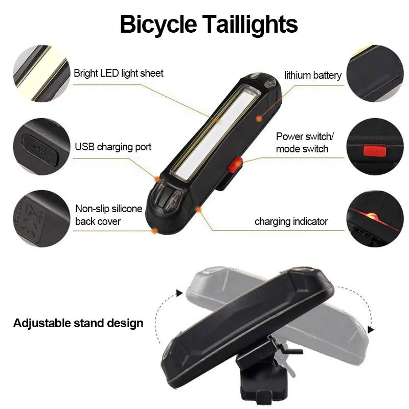 KIt Farol de LED e Luz Traseira para Bicicleta - a Prova D`água