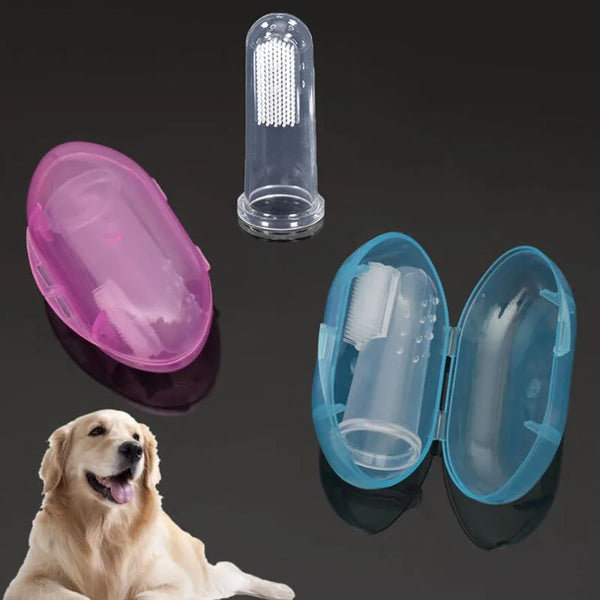 Escova de Dente de Silicone com Caixa para Pets