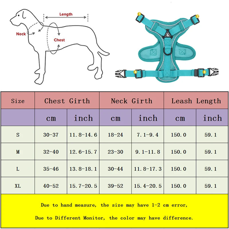 Conjunto de Coleira Peitoral e Guia Anti Tração para Cães